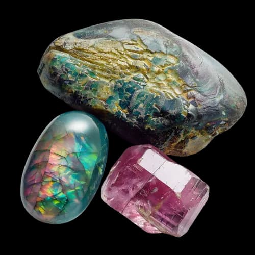 Opal and Tourmaline Gemstones
